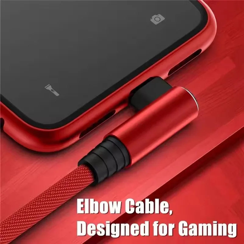 90° Elbow 20W Fast Charge Cable USB For iPhone 11 12 13 Mini 14 Pro Max X XR XS Max 6 7 8 Plus Quick Charging Fabric Phone Cable