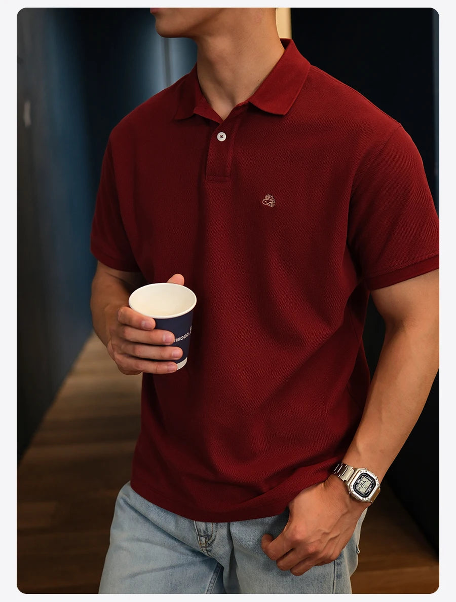 SIMWOOD 2026 Summer New Oversize Polo Shirts Men Breathable Comfortable Moisture-Wicking T-shirt Tops