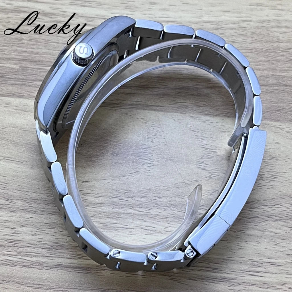 36mm 40mm Fit NH34 NH35 NH36 ETA2824 PT5000 Movement Case Brushed Center  Bracelet Sapphire Glass Crystal Suitable S Crown