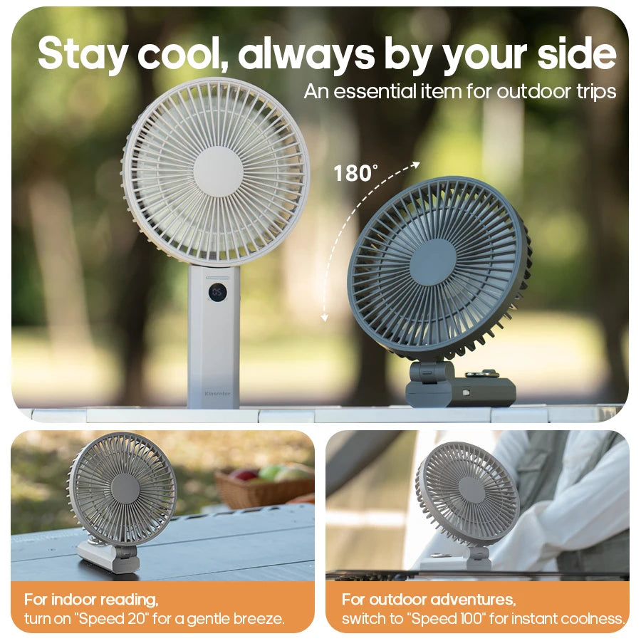 New Portable Folding Handheld Fan 3600mAh Desktop Rechargeable Fan 100-speed Wind Angle Adjustable for Home Outdoor Travel