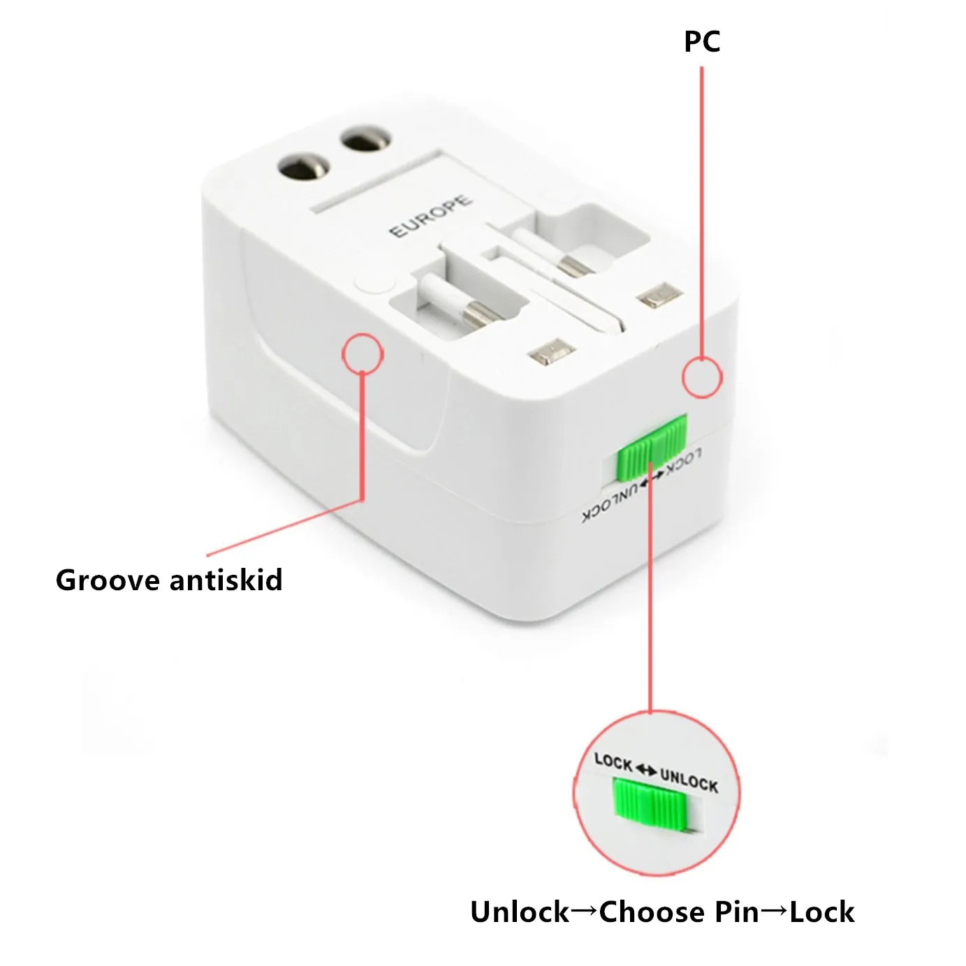 All in One Universal International Plug Adapter 2 USB Port 1 Type C World Travel AC Power Charger Adapter AU US UK EU Converter