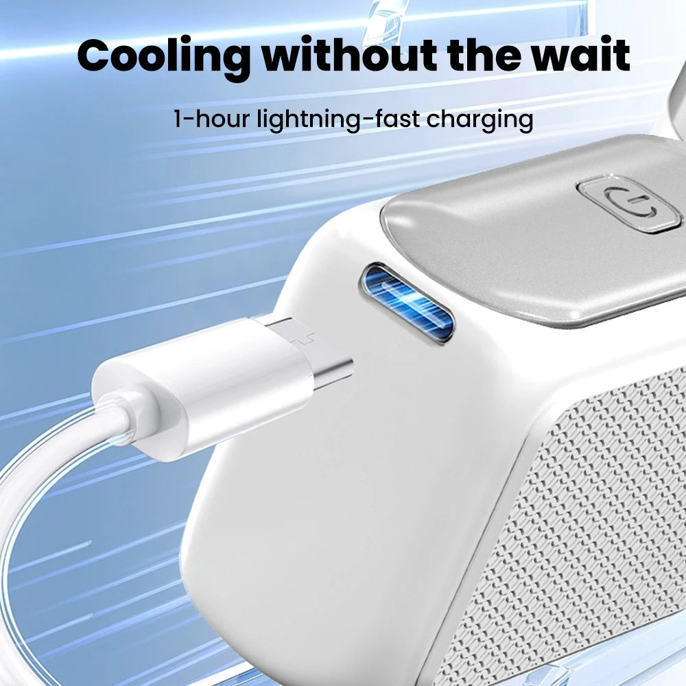 Portable Handheld Mini Fan Maximum Wind Speed 10m/s Folding Desktop 5speed Built in AI Chip Adjustment Fan Type-C Ports Charging