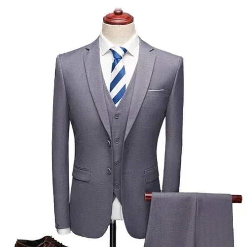 Suits For Men 3 Pieces Set Elegant Wedding  Fashion Classic Full Jackets Vest Pants Blazers Outfit 2025 Formal Costume