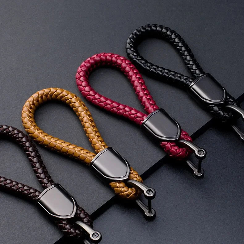 Fashion Men's Car Key Chain Key Ring Female Leather PU Lanyard Pendant Anti-lost Mobile Phone Number Plate Keychain Accessories