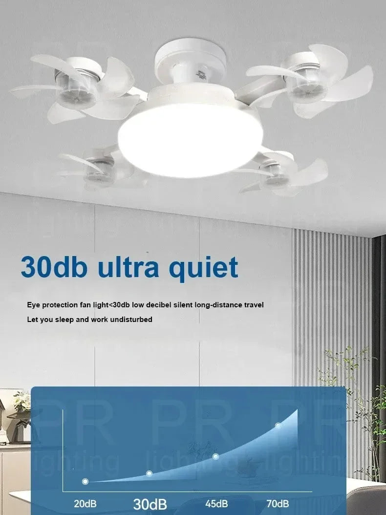 Remote Control Dimmable LED Fan Light E27 Ceiling Fan with Light 3Color Eye Protection Strobe Free Bedroom Kitchen Garage Office