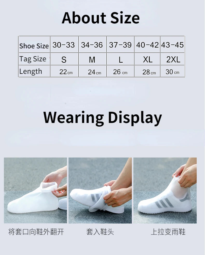 Waterproof Silicone Shoe Cover High Top Rain Boots Cover Non Slip Overshoes Unisex Rubber Water Resistant Footwear Rainy Day