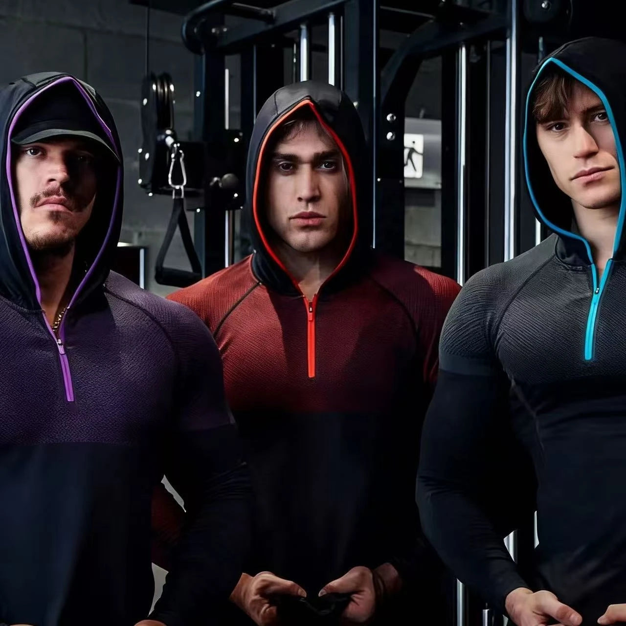 SHARK new fitness long sleeved men's hooded base shirt GYM ONYX5.0 agate high elasticity T-shirt fitness suit