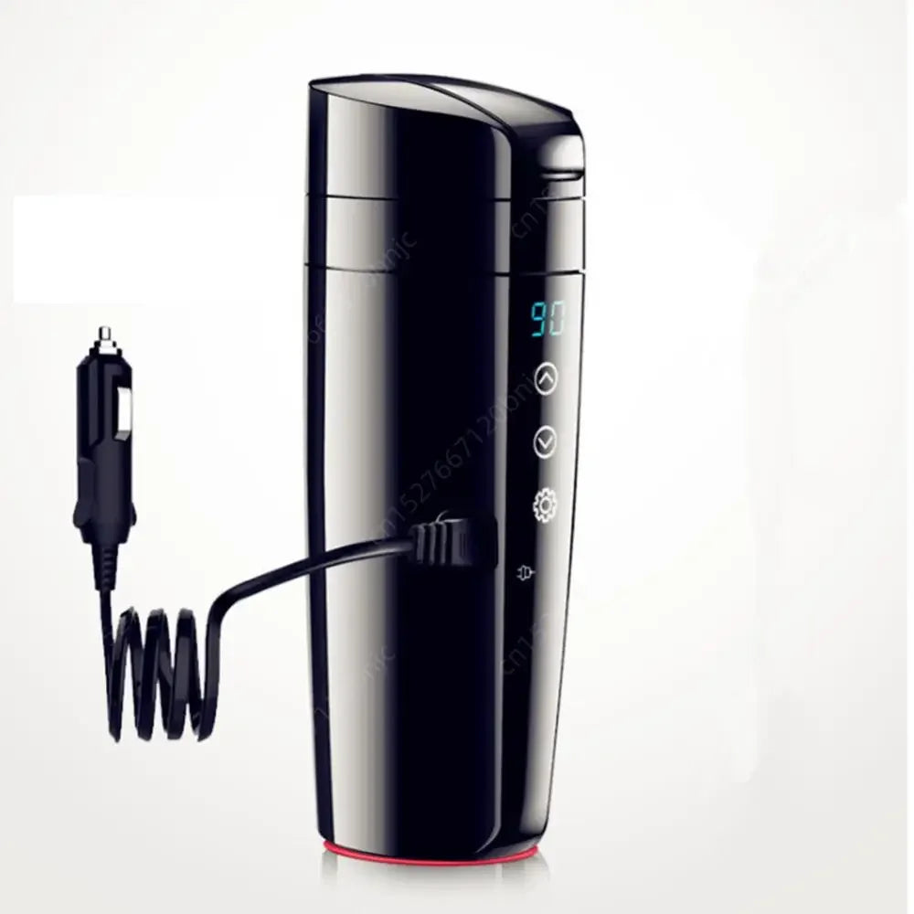 12V 24V Travel Electric Kettle Stainless Steel Smart Temperature Control Touch Travel Coffee Mug Warmer for Car Truck Leakproof