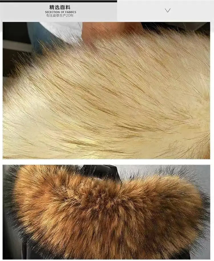 Winter Men Parka Warm Coat Men Wool Liner Jacket Long Hooded Jacket High Quality Raccoon Fur Collar