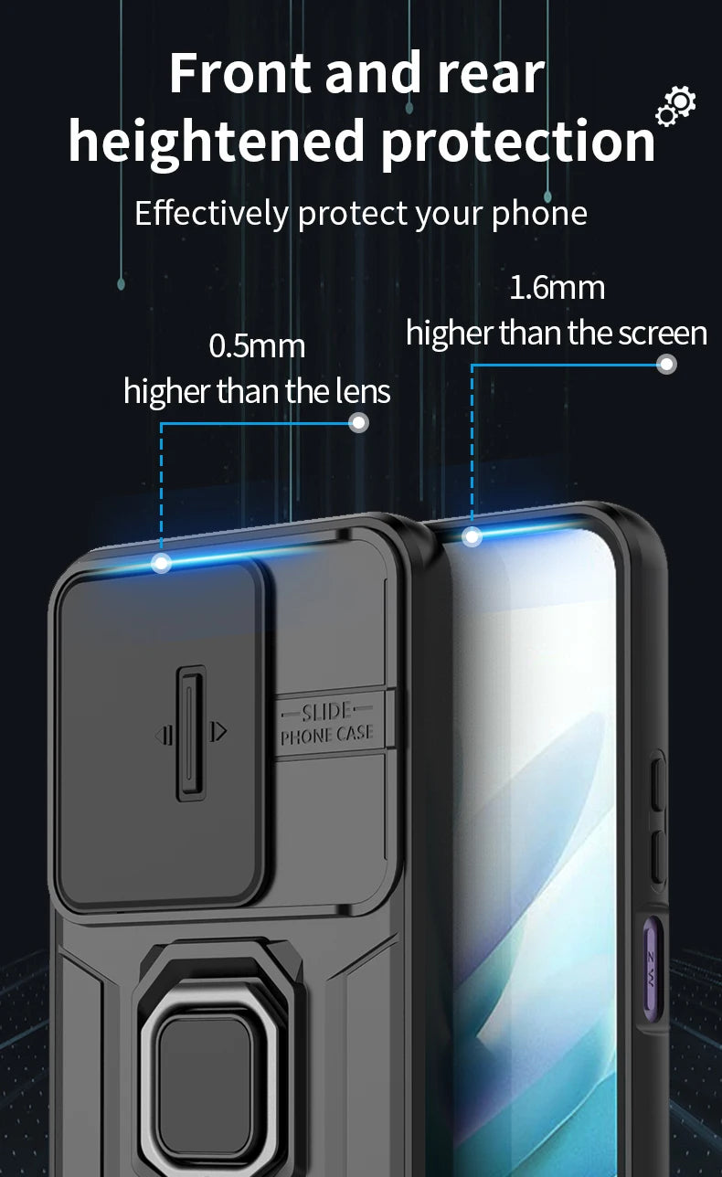 For Xiaomi Redmi 15 4G 171mm Case Slide Camera Protect Phone Case For Redmy 15 Redmi15 4G Magnetic Ring Holder Armor Back Cover