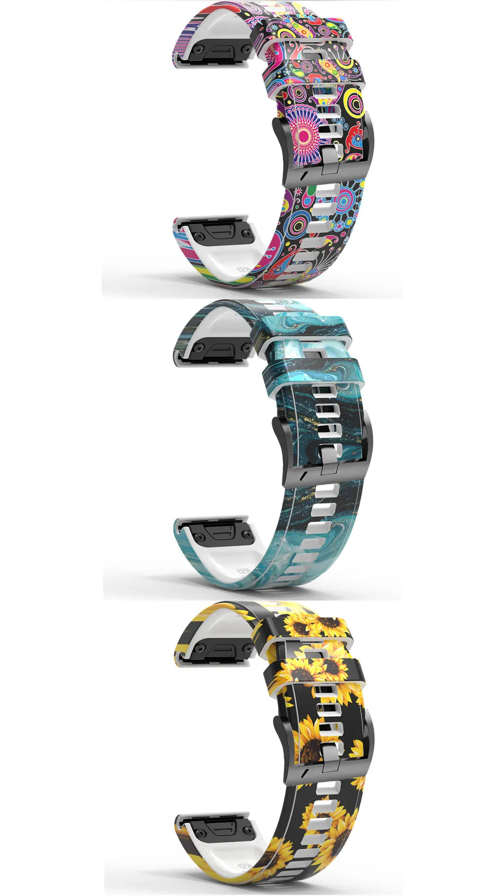 22mm 26mm Wrist Band Strap for Garmin Fenix 8 7X 7 6X 6XPro 6 5X 5 3HR SmartWatch Printed Sport Quick Release Silicone Watchband