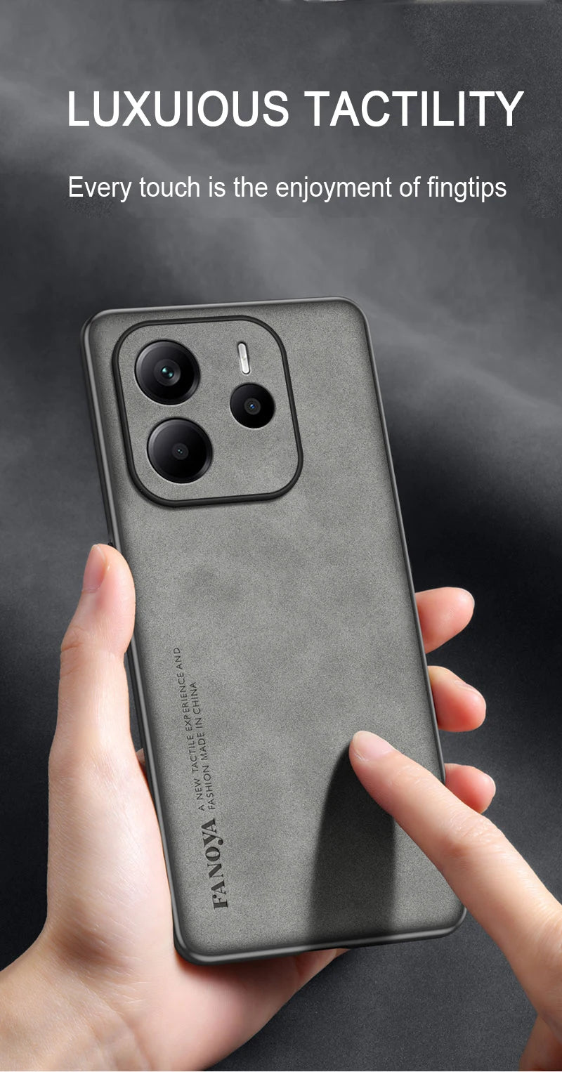 For Xiaomi Redmi Note 14 5G Skin Feel Shockproof Matte Leather Case Soft Back Cover Funda For Redmi Note 14