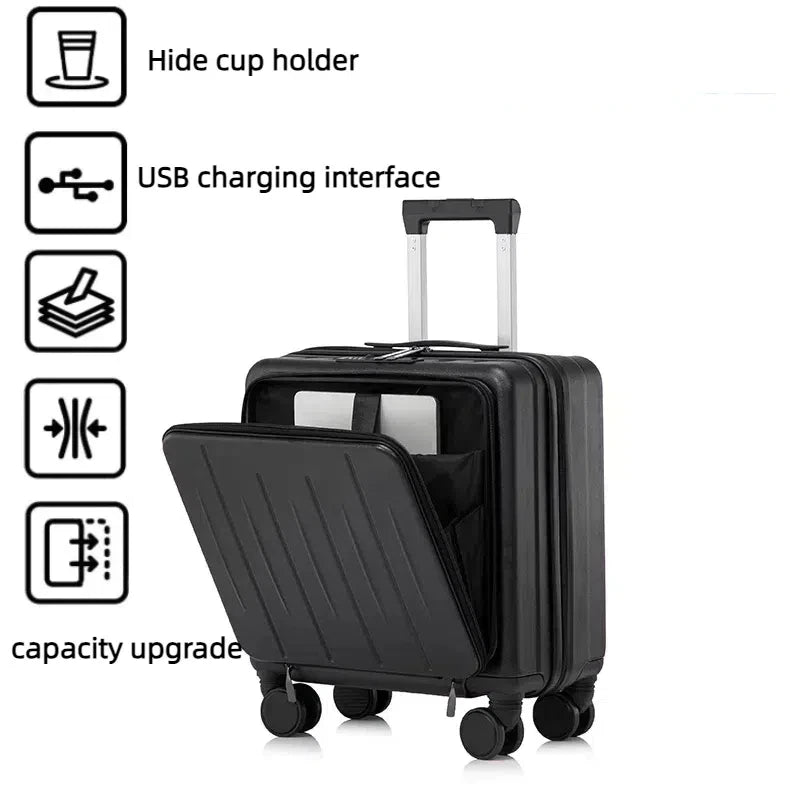18 inches Suitcase Light Weight Suitcase Large Capacity Travel Case Spinner Wheels Suitcase Small Luggage Compartment