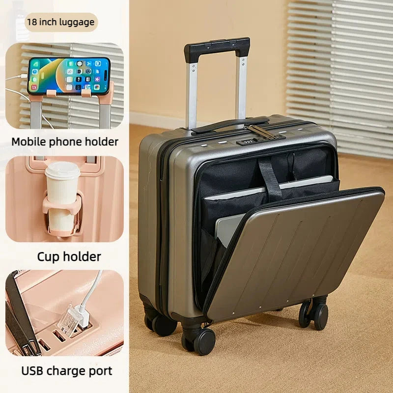 18 inches Suitcase Light Weight Suitcase Large Capacity Travel Case Spinner Wheels Suitcase Small Luggage Compartment