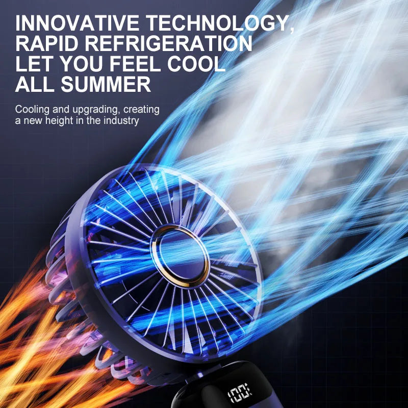 Portable Mini Fan With 5 Speeds USB Rechargeable Charging Small Foldable Battery Fans Handheld For Desk Bedroom Indoor Outdoor