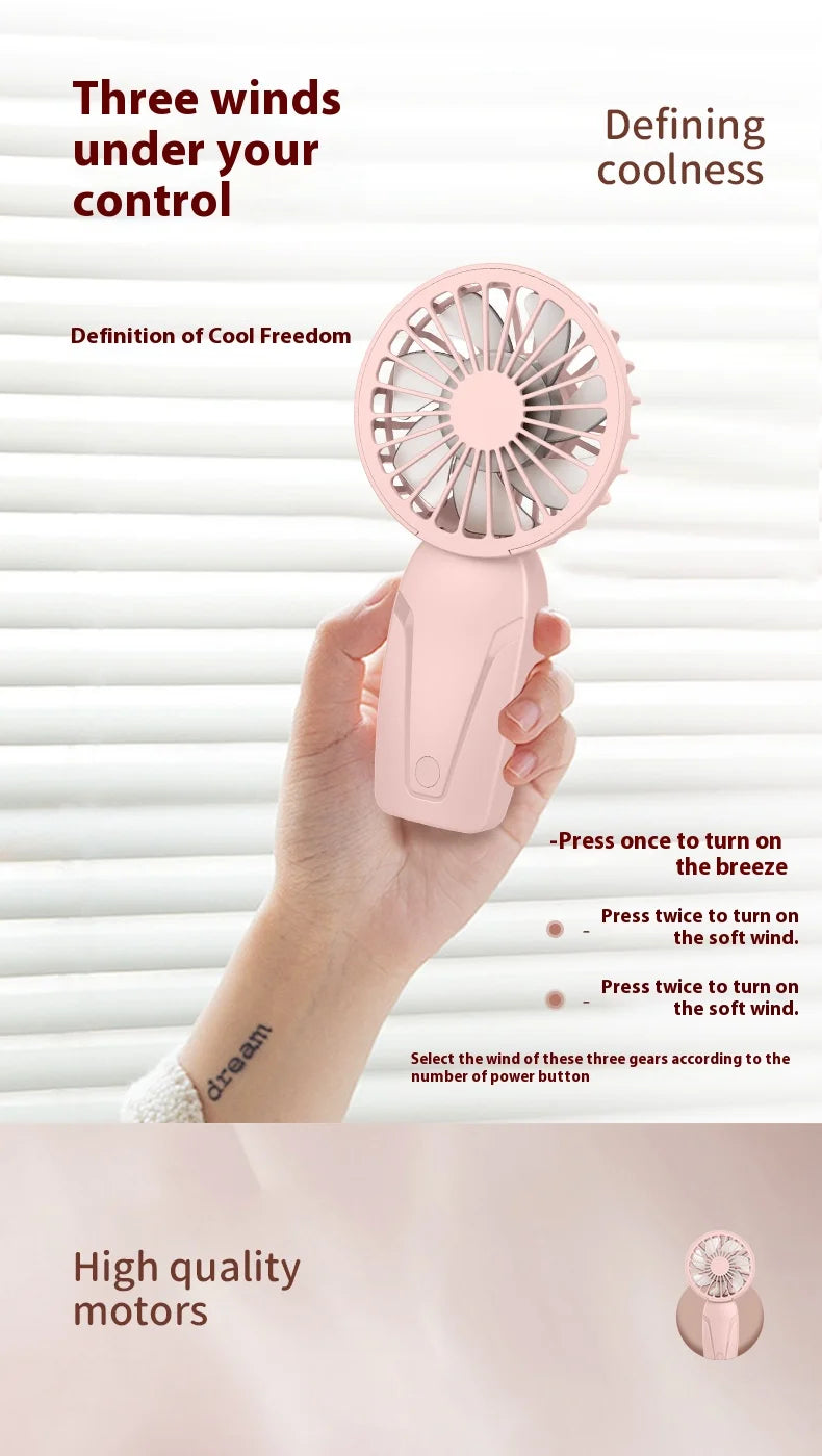 Portable Handheld Small Fan ABS Lightweight Cute Appearance USB Rechargeable Mini Fan For On Go Cooling Portable Mini Pocket Fan
