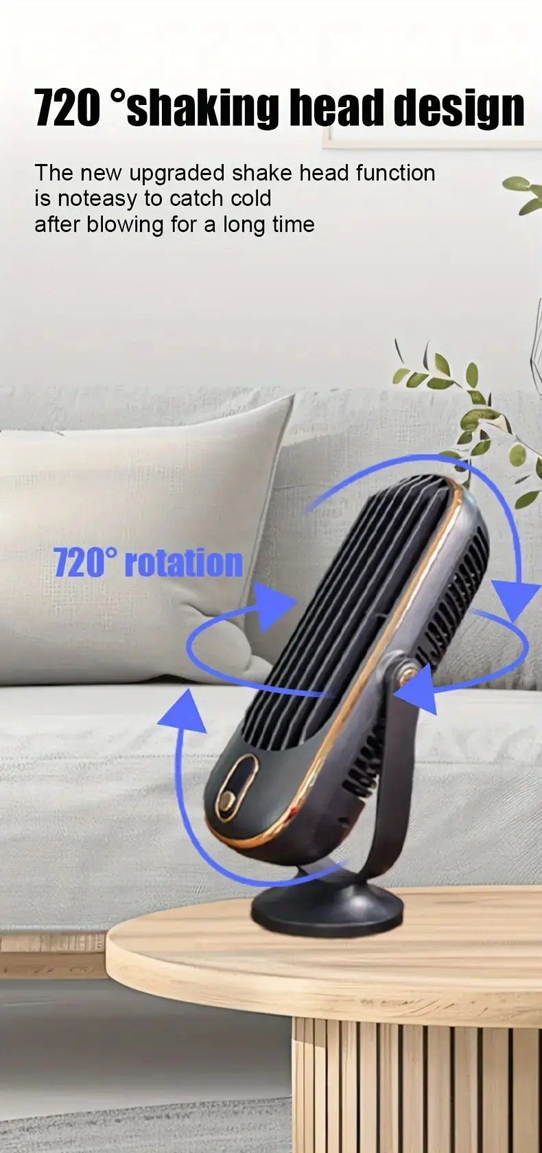 Portable USB Fan | 5 Speeds, 720° Swivel, Quiet Cool Breeze, Air Circulation, Indoor/Outdoor Use, Ideal For Home, Office, Travel