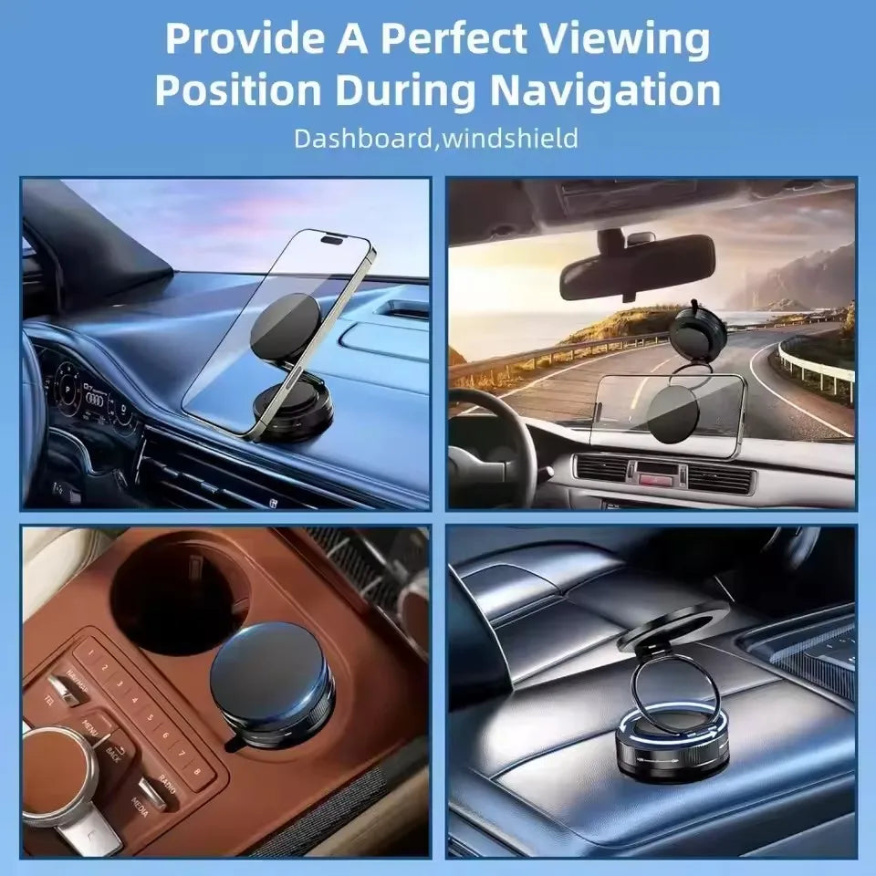 Car Phone Magnetic Stand with Mechanical Vacuum Suction Cup, 360 Degree Rotation ° Magnetic Adsorption Bracket Navigation Univer