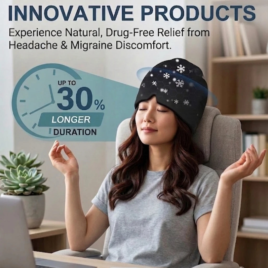 Single‑Sided Gel Ice Headache Relief Hat, Cold Compression Eye Mask, Reusable Portable Cooling Cap for Migraine Pain Home Use