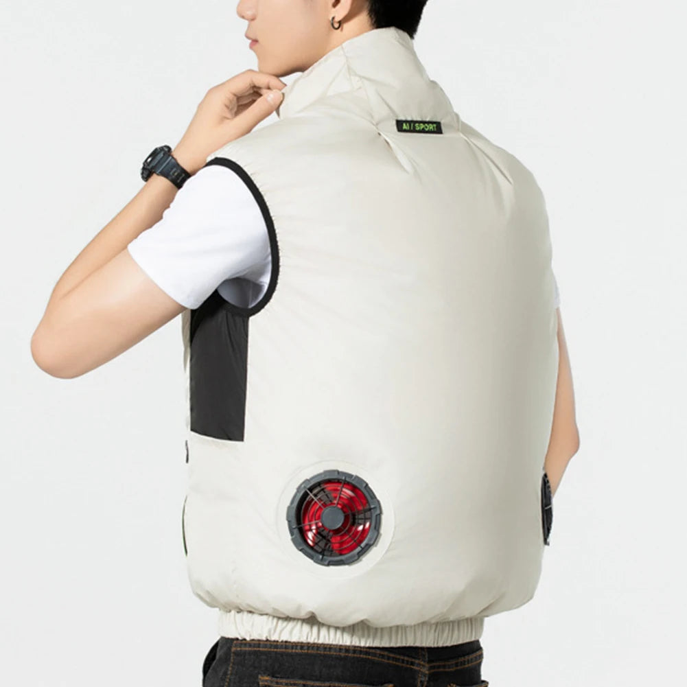 Cooling Vest Air Conditioner Clothes Breathable Sleeveless Workwear 3 Gear Wearable Cooling Fan Vest for Summer Camping Fishing