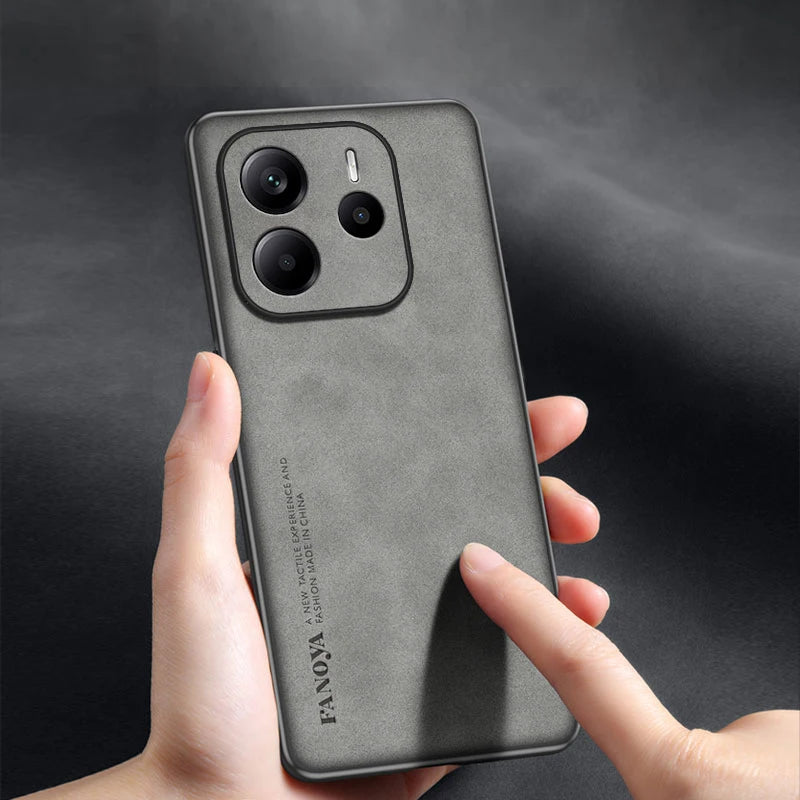 For Xiaomi Redmi Note 14 5G Skin Feel Shockproof Matte Leather Case Soft Back Cover Funda For Redmi Note 14