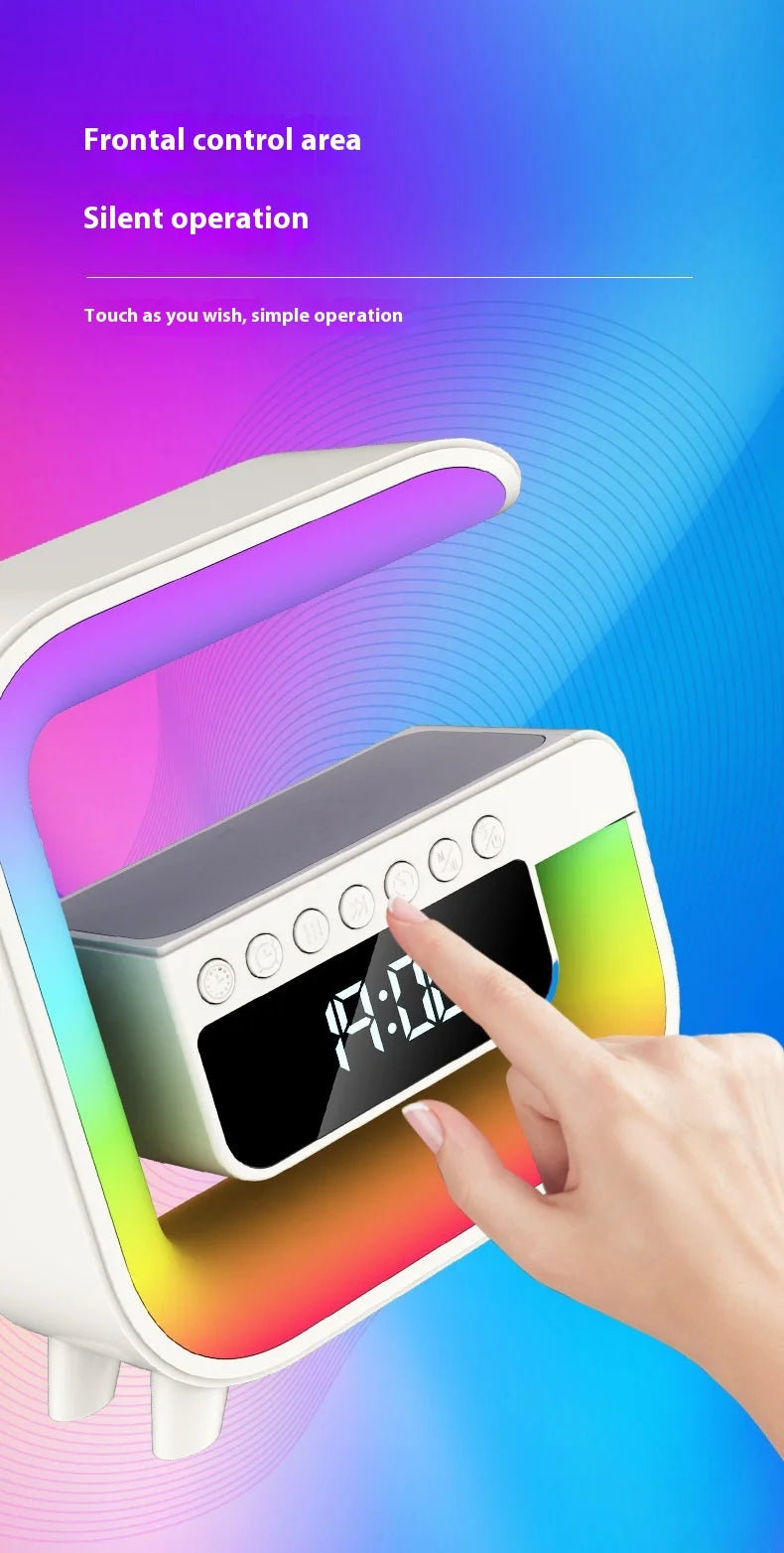 Multifunction Wireless Bluetooth Speaker Charger Pad Stand TF RGB Night Light Fast Charging Station for Mobile Phone Speaker