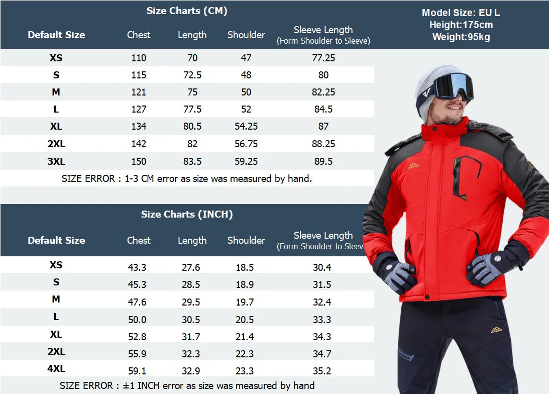 TACVASEN Men's Winter Ski Jackets Waterproof Fleece Coats Insulated Thermal Snowboard Jacket Parka Raincoat with Hood Man Parka