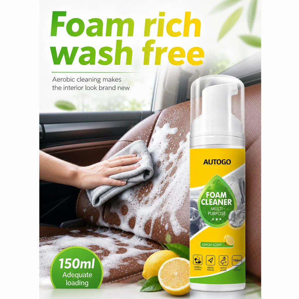 150ml Multipurpose Foam Cleaner Spray No Rinse Car Interior Leather Seat Cleaner Household Stain Remover for Shoes Sofa Kitchen