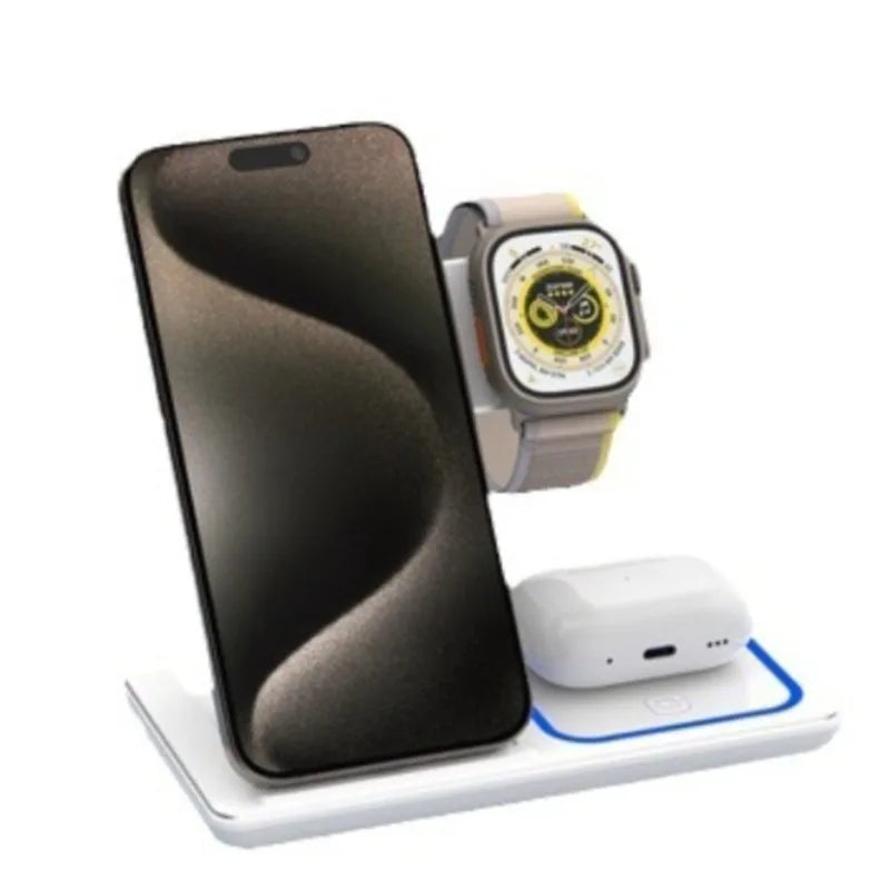 For IPhone 17 16 15 14 13 12 Pro Max IWatch 11 Airpods Pro Fast Charger Stand Dock Foldable 3 in 1 30W Wireless Charging Station