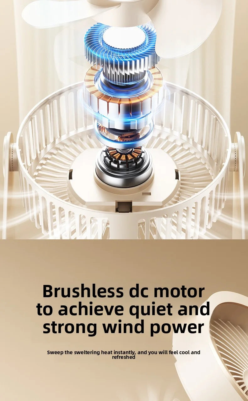 Cordless Electric Fan 3600mah Wireless Portable Air Circulator Fan Desktop Wall Ceiling Air Cooling Cooler Quiet Ventilator