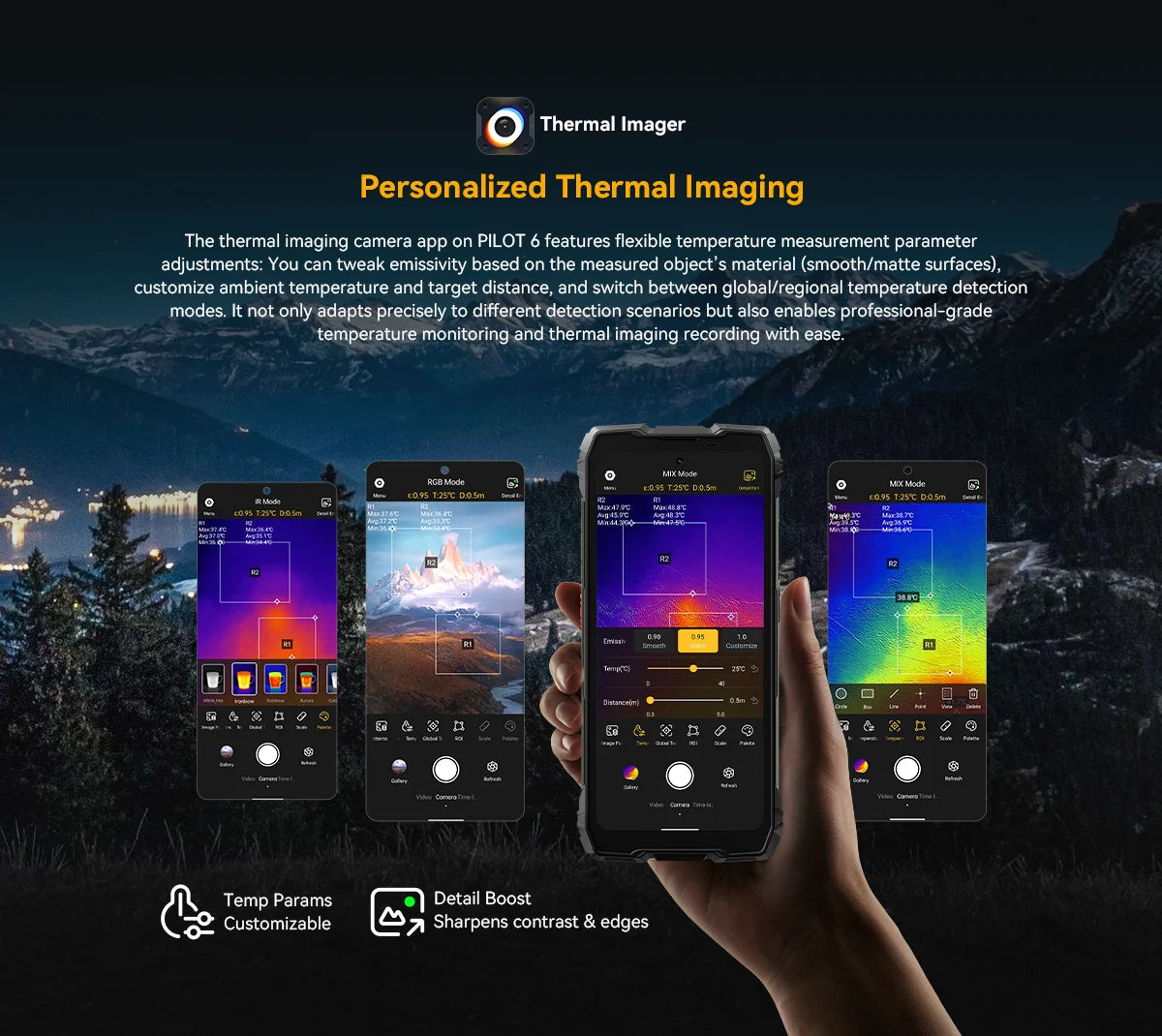2026 Blackview OSCAL PILOT 6 Thermal Rugged Smartphone Android 16 6.67" 2.4K 120Hz Display Mobile Phone 12GB+256GB 10000Amh NFC