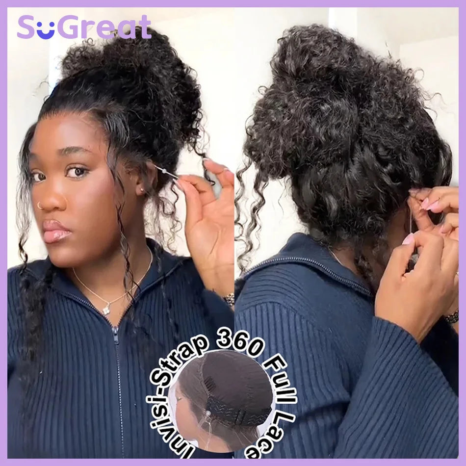SoGreat 360 Hd Full Lace Wig Human Hair Glueless Wig Pre Cut Lace 200 Density Deep Curly 360 Lace Front Wig Preplucked For Women