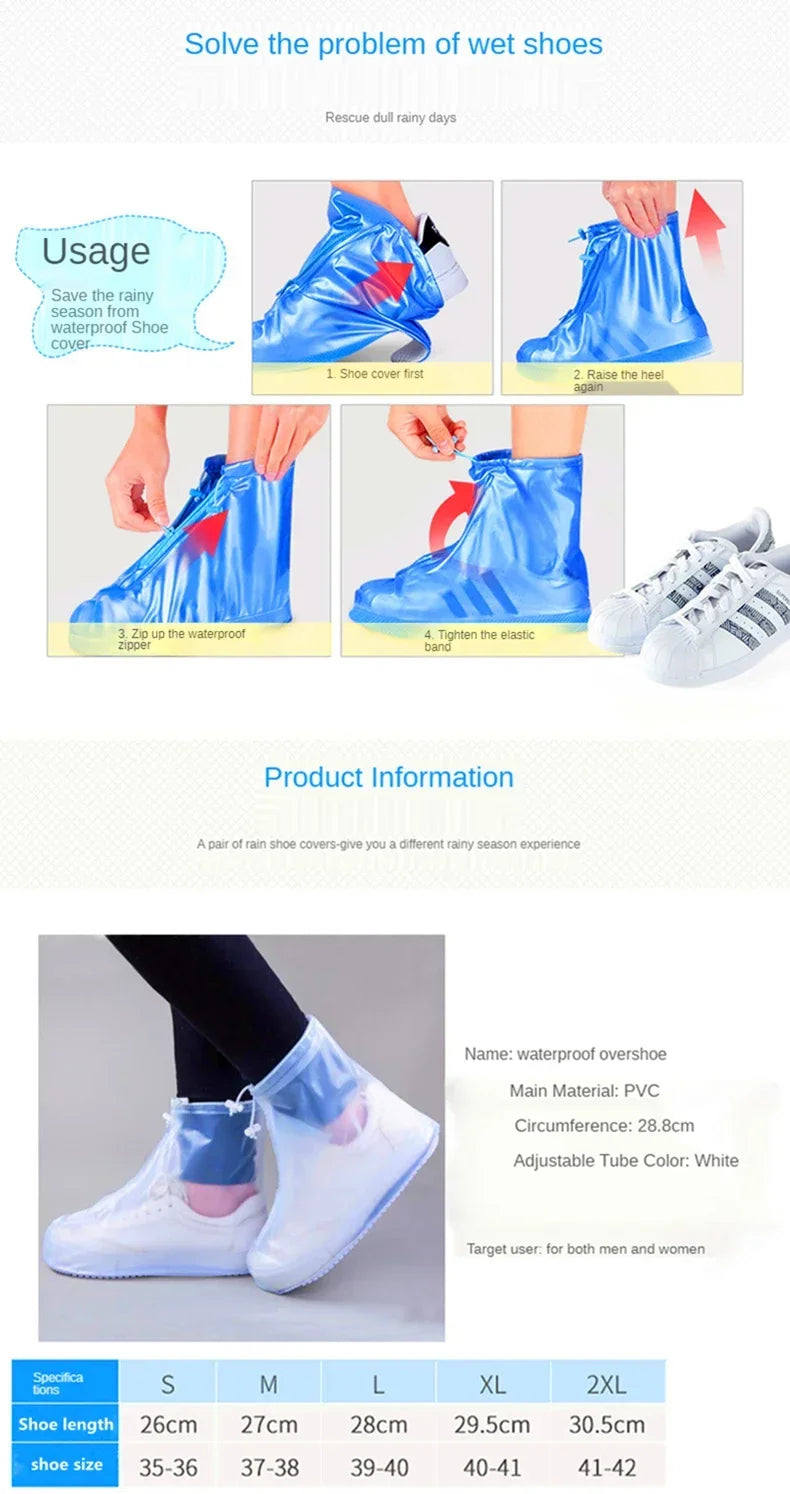 1 Pair Waterproof Shoe Cover Silicone Sport Rain Boot Cover with Layer Non-slip Material Wear-resistant Thick Shoes Cover Unisex