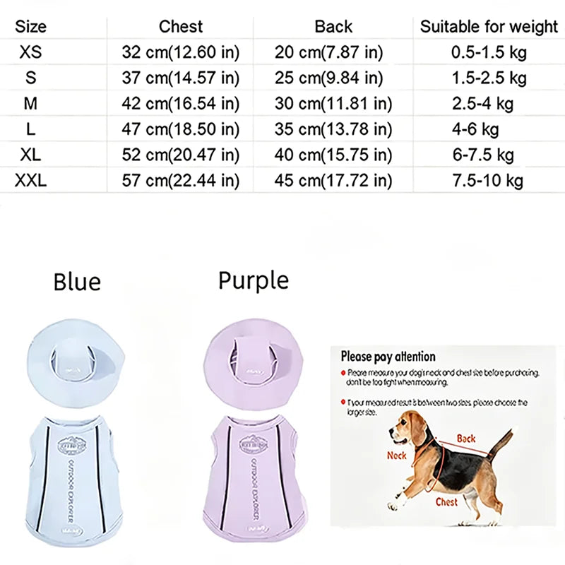Pet Dog Summer Cooling Vest with Cap Breathable Mesh Sun Protective Shirt for Dogs&Cats Lightweight Outdoor Pet Clothes Set