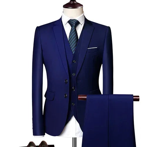 Suits For Men 3 Pieces Set Elegant Wedding  Fashion Classic Full Jackets Vest Pants Blazers Outfit 2025 Formal Costume