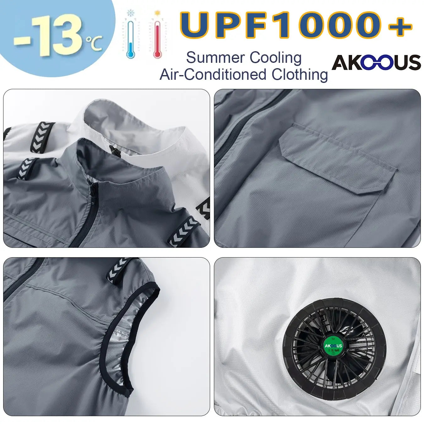 Hooded Cooling Vest Summer USB Charging 5V 12V Cooling Fan Air Conditioner Clothes Sleeveless Breathable Outdoor Sports Travel W