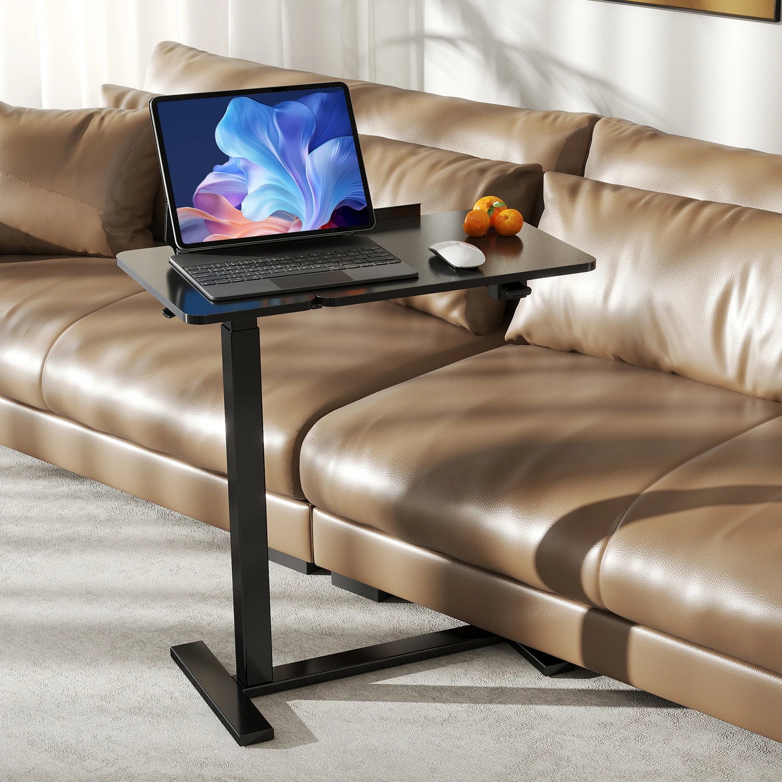 JHK Overbed Bedside Flip Lap Desk with Wheels and Tilt Top Adjustable Height Home Use Bed Table Mobile Standing Desk For Bedroom