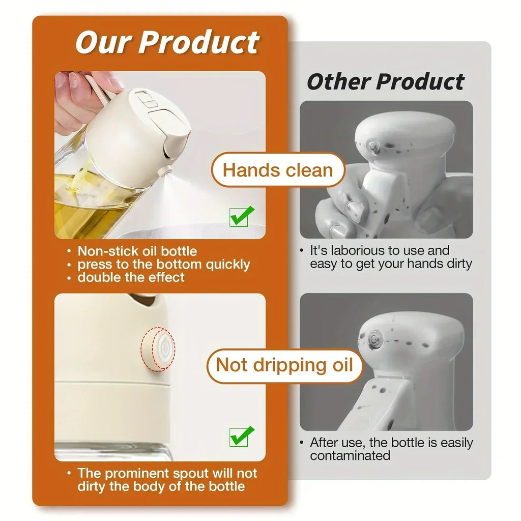 200/300/500ML Oil Air Pressure Double Nozzle Oil Spray Bottle Sprayer Kitchenware Oil Bottle Roasting Bottle Fitness Barbecue