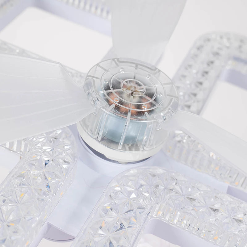 48W Ceiling Fan Light E27 Remote Control 4 heads Circular/Square Timer-controlled Converter Base Lighting Base Bedroom Living R