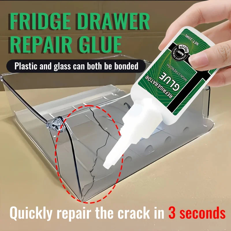 Refrigerator Drawer Adhesive-Quick-Dry Strong Sealant for Cracks，Breaks,Anti， Easy Application,Durable Bonding,Freezer Resistant