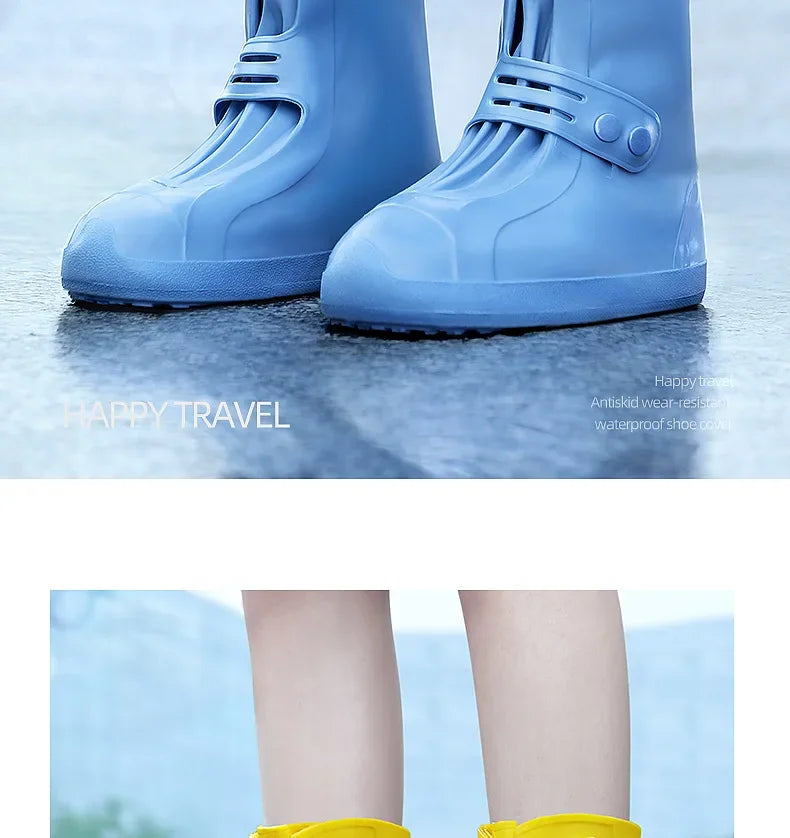 Waterproof Shoe Cover Silicone High Top Rain Boots Cover Non-slip Shoes Protector Outdoor Reusable Thickened Footwear WaterShoes