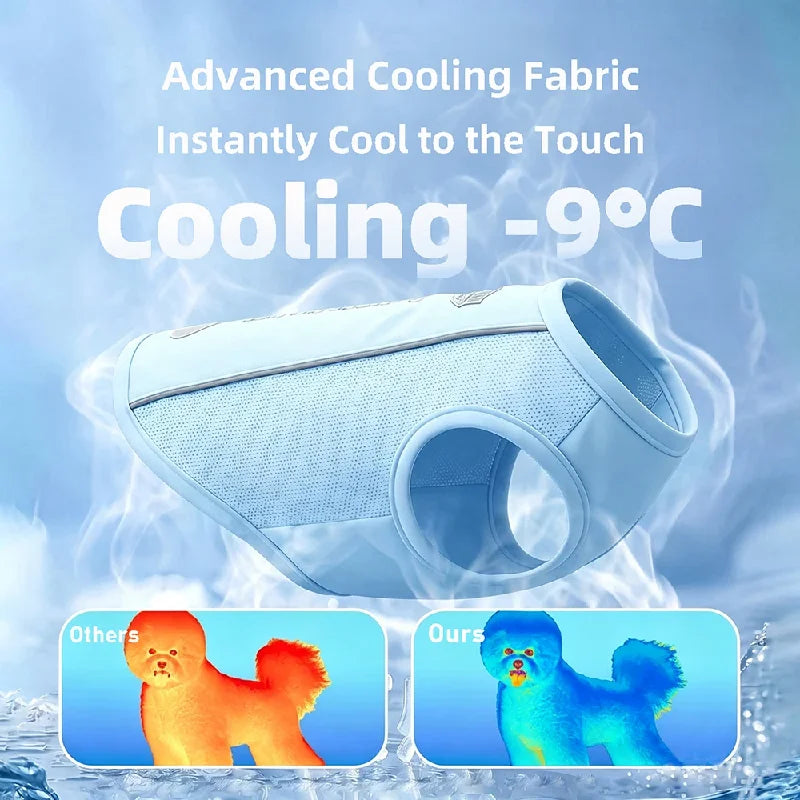 Pet Dog Summer Cooling Vest with Cap Breathable Mesh Sun Protective Shirt for Dogs&Cats Lightweight Outdoor Pet Clothes Set