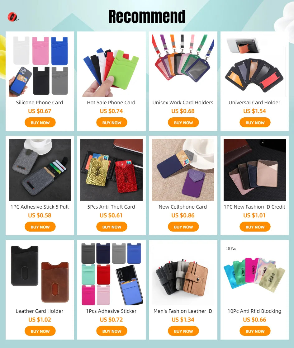1PC Adhesive Stick 5 Pull Credit Card Holder Universal RFID Blocking Cell Phone Wallet Case Men Bank Business Name Card Storage