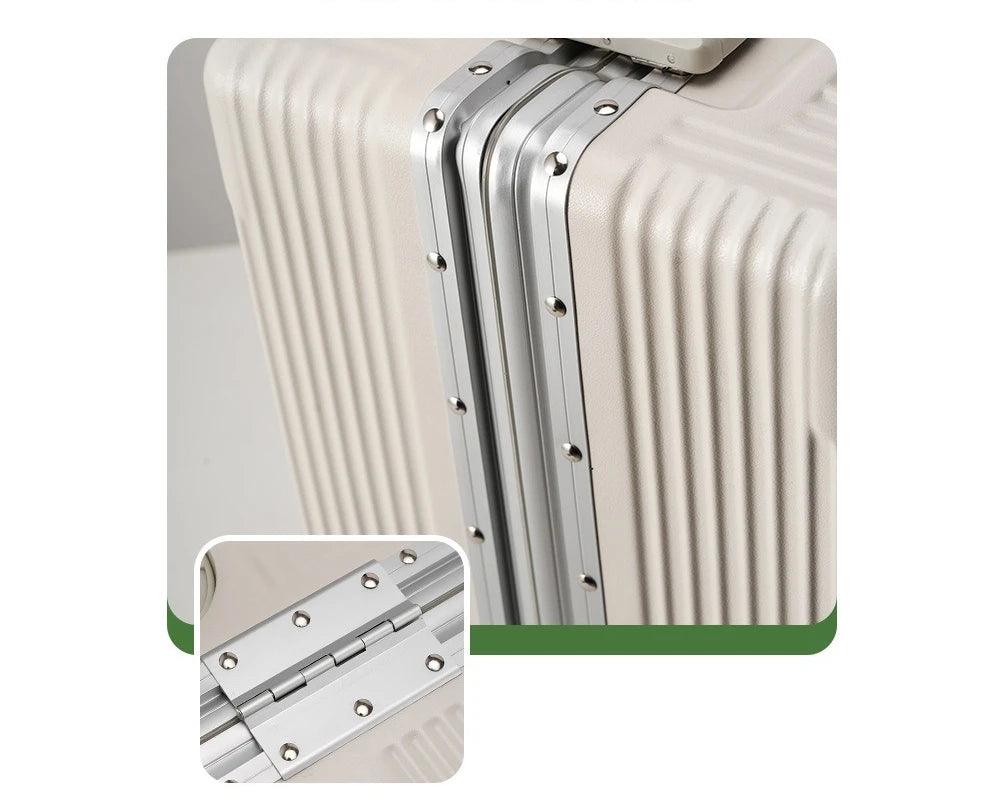 Suitcase Front Opening Pocket Aluminum Alloy Frame Rolling Luggage 18" Carry On Boarding Travel Trolley Bags with Spinner Wheel