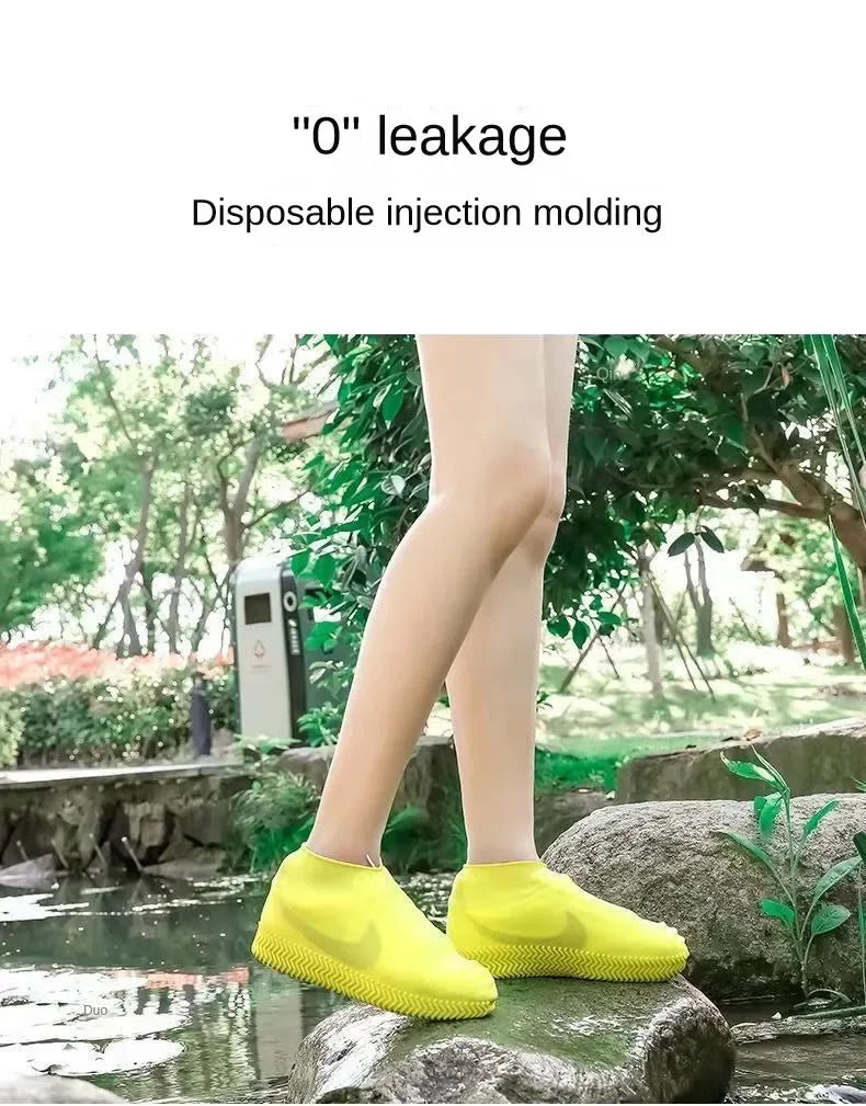 1 Pair Silicone WaterProof Shoe Covers Lip-resistant Rubber Rain Boot Rain Gear Overshoes Accessories for Outdoor Rainy Day