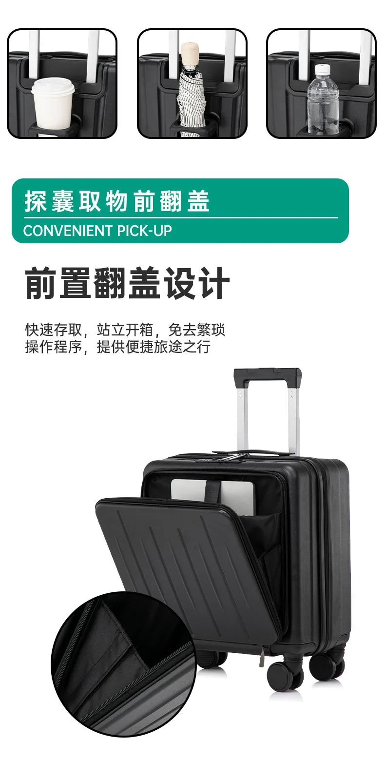 18 inches Suitcase Light Weight Suitcase Large Capacity Travel Case Spinner Wheels Suitcase Small Luggage Compartment
