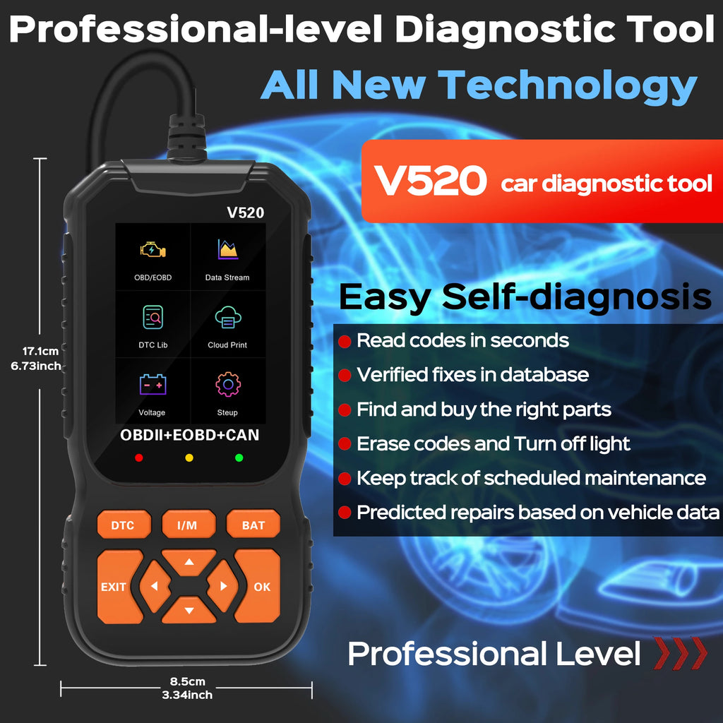OBD2 Scanner Diagnostic Tool, Vehicle Check Engine Code Readers with Reset & I/M Readiness ,Car OBDII/EOBD Diagnostic Scan Tool