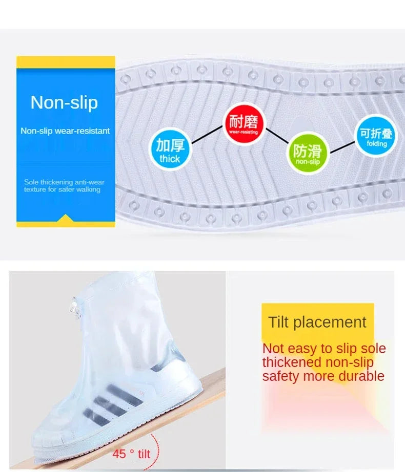 1 Pair Waterproof Shoe Cover Silicone Sport Rain Boot Cover with Layer Non-slip Material Wear-resistant Thick Shoes Cover Unisex