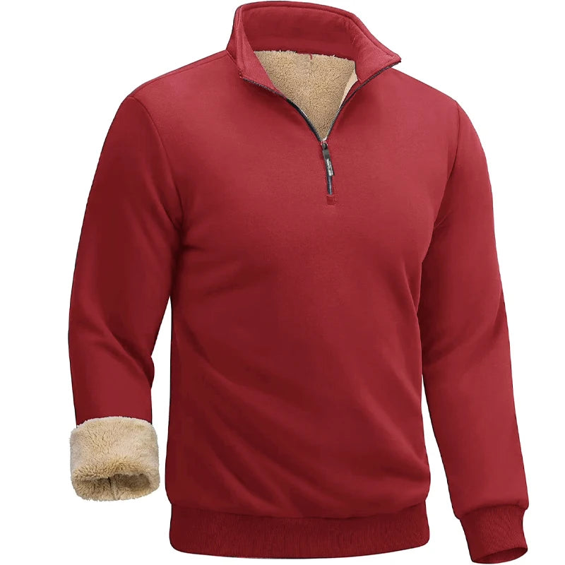 3 Pack Men's Long Sleeve Zip Thick Pullover Winter Warm Sherpa Lined TShirt Men Autumn Outdoor Heavyweight Sweatshirts US SIZE