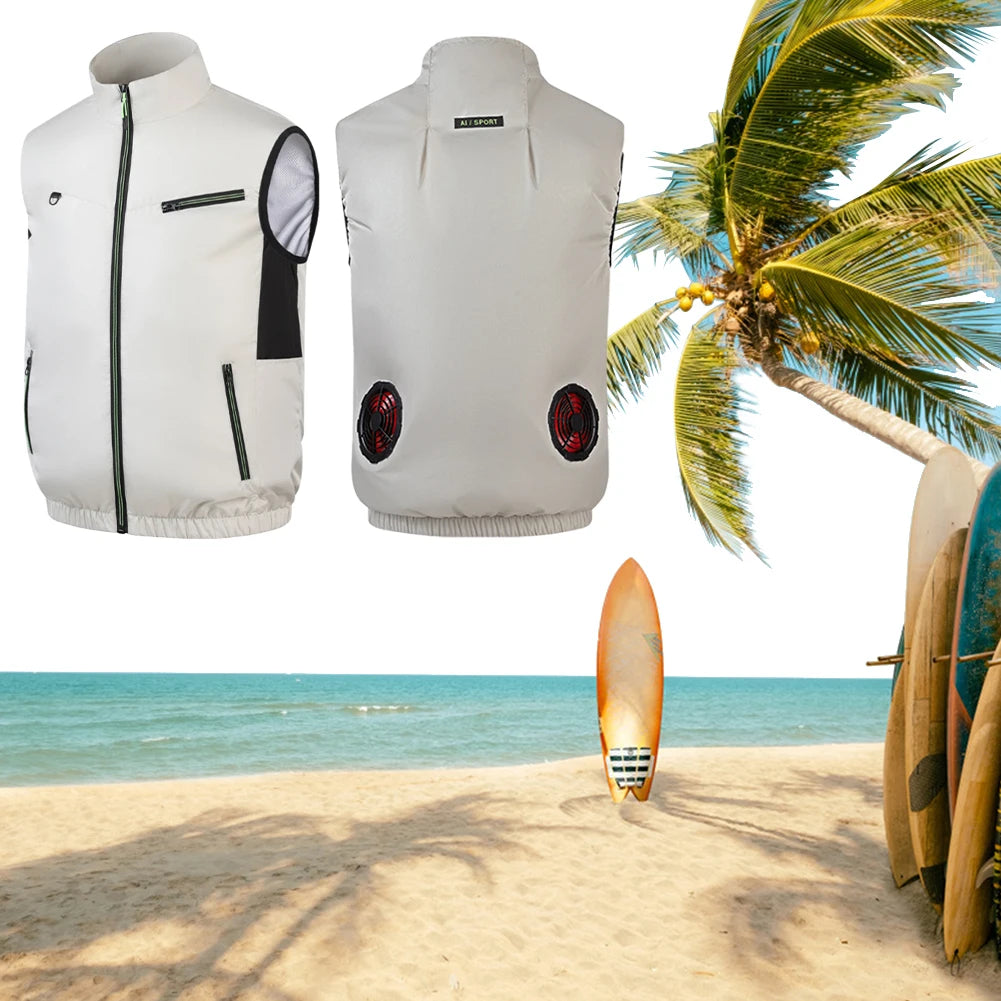 Cooling Vest Air Conditioner Clothes Breathable Sleeveless Workwear 3 Gear Wearable Cooling Fan Vest for Summer Camping Fishing